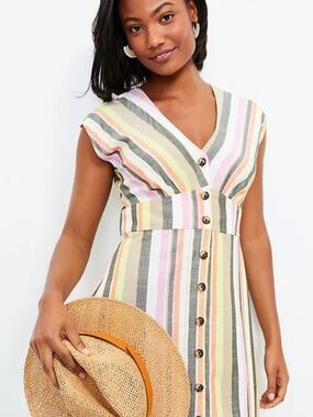 Loft Ann Taylor Striped colorful size 14 dress
